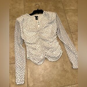 Express White and Black Polka Dot Blouse